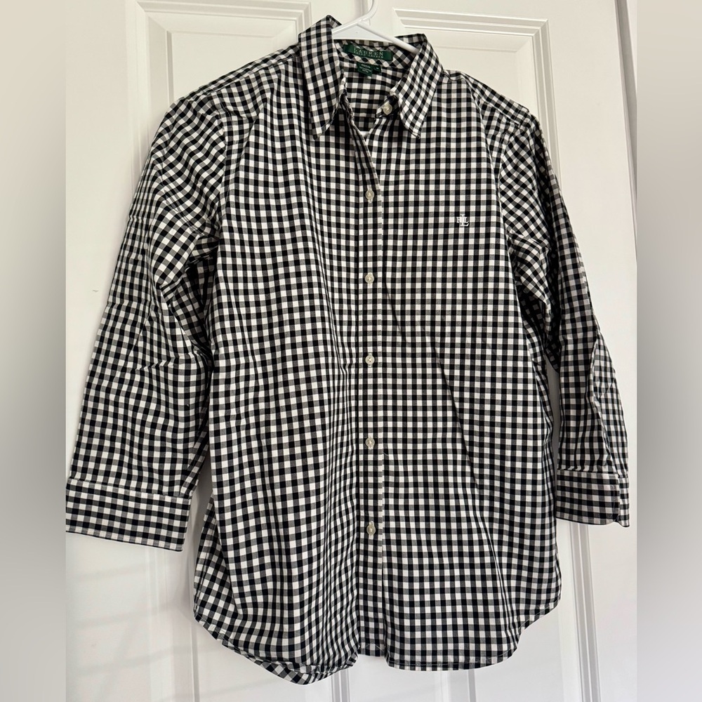 Lauren Black and White Gingham Shirt